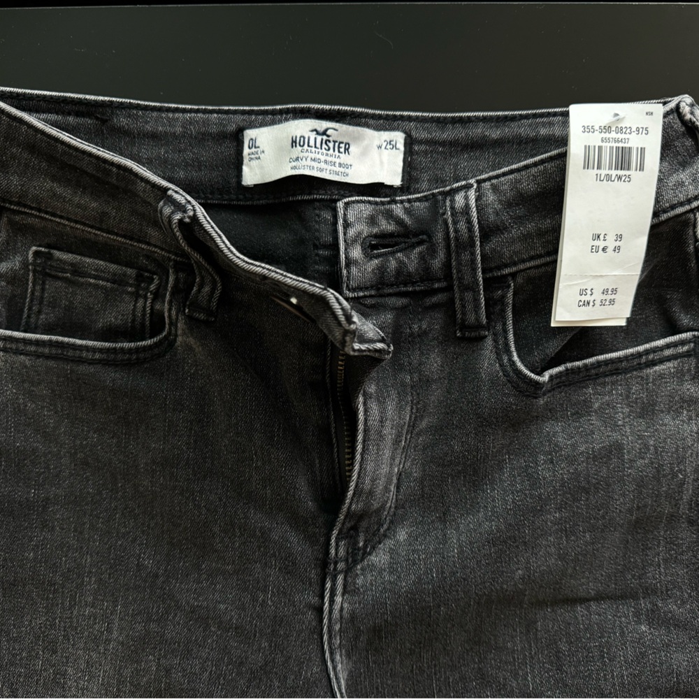 NWT Hollister Mid Rise Washed Black Bootcut Jean